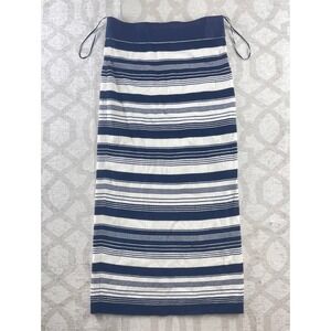 Lauren Ralph Lauren Black Label Navy White Striped Ribbed Midi Pencil Skirt XS